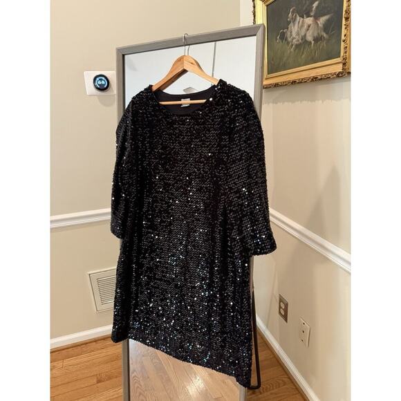 Chico’s NWT Size 3 Black Velvet Sequin Dress Retail Price $159 - Picture 4 of 10